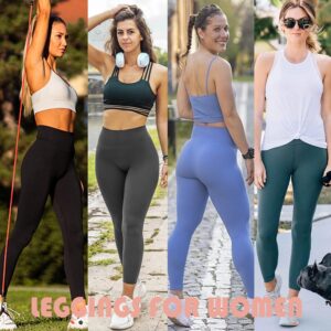 yeuG 7 Pack High Waisted Leggings for Women Tummy Control Soft Workout Yoga Pants(10#Black,Coffe,Green,Rosy,Blue,lightgrey,White, Large-X-Large)