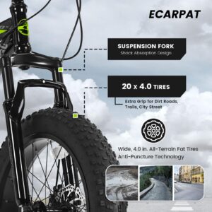 Elecony Ecarpat 20/24/26 Inch Fat Tire Mountain Bikes 7-Speed with Mechanical Disc Brakes Front Suspension, Mens Womens All Terrain Mountain Winter Snow Bicycles