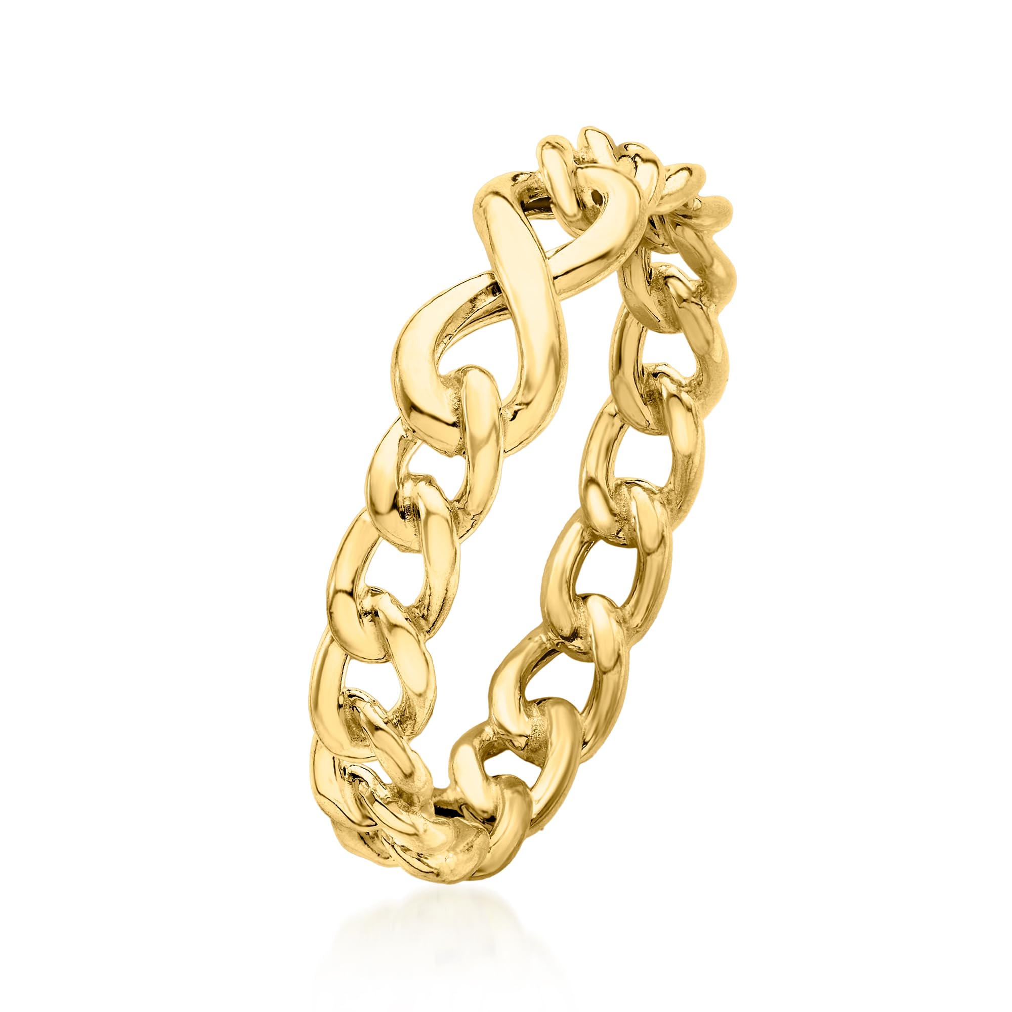 Ross-Simons RS Pure Italian 14kt Yellow Gold Infinity Symbol Curb-Link Ring. Size 6