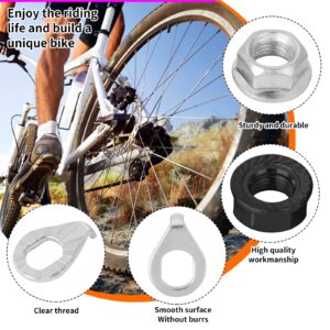 Yolev 6PCS Bike Wheel Axle Nut and Safety Washer Kit Bicycle Hub Flanged Axle Nut Steel Flange Nuts Wheel for Front and Rear Bike Wheel Mountain Road