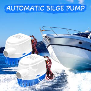 2 Pieces Automatic Bilge Pumps for Boats 12V Submersible Pump with Float Switch Auto Bilge Water Pump (1100GPH)