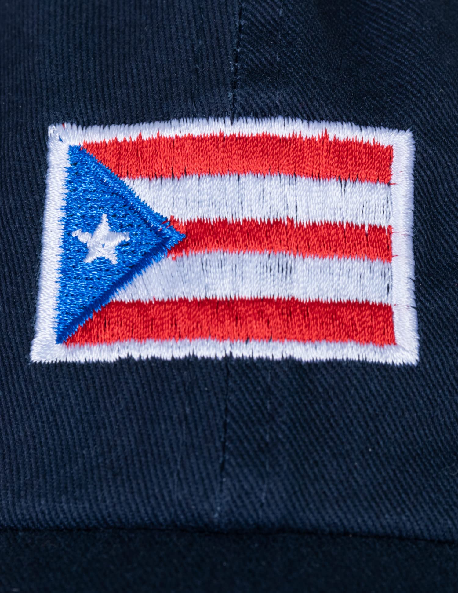 Ann Arbor T-shirt Co. Puerto Rican Flag Hat - Boricua Rico Pride Low Profile Baseball Dad Hat for Men & Women - (Navy Blue)