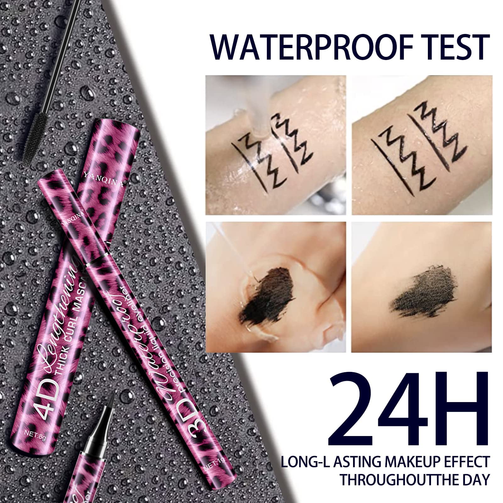 Benuomi 4D Silk Fiber Lash Mascara Long Lasting Waterproof Mascara Thickening Lengthening Mascara 2pcs/Set Mascara and Eyeliner Set Durable Waterproof Eyeliner Liquid Eyeliner Pencil Eyes Makeup Kit (2 IN 1-A)