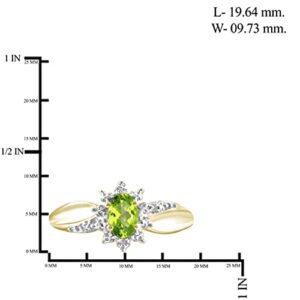 JEWELEXCESS 0.48 CTW Peridot & Accent White Diamonds Ring in 14K Gold Over Silver