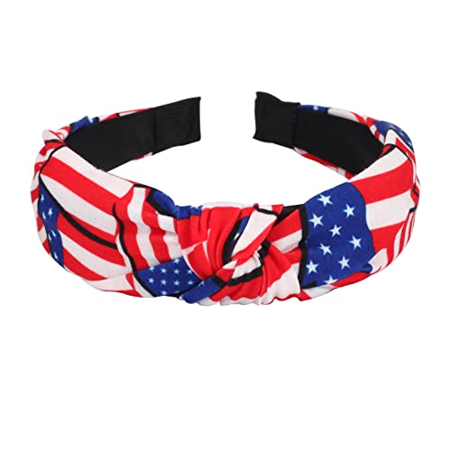 Budsmile 4PCS American Flag Headbands for Women Girls Independence Day 4th of July Red White Blue Patriotic USA Bow Knotted Wide Headband Yoga Hair Band Hair Hoops