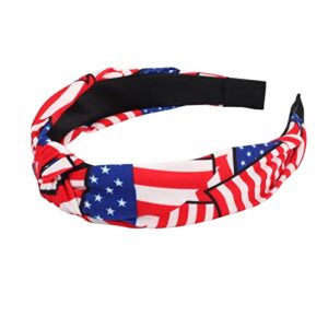 Budsmile 4PCS American Flag Headbands for Women Girls Independence Day 4th of July Red White Blue Patriotic USA Bow Knotted Wide Headband Yoga Hair Band Hair Hoops