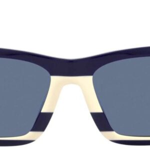 Tory Burch Women's TY7169U Universal Fit Rectangular Sunglasses, Navy Ivory Vintage Strip, 52mm