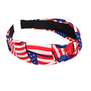 Budsmile 4PCS American Flag Headbands for Women Girls Independence Day 4th of July Red White Blue Patriotic USA Bow Knotted Wide Headband Yoga Hair Band Hair Hoops