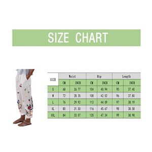 Women's Casual High Waisted Tapered Lounge Pants Summer Linen Lightweight Elastic Waist Lounge Bottoms Baggy Jogger Pants with Pocket Palazzo Pants Harem Pants Loungewear for Workout Yoga Running