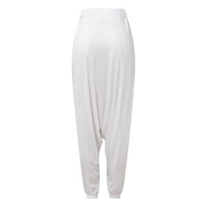 Burband Womens Solid Color Drop Crotch Harem Pants Drawstring Loose Fit Aladdin Hippie Palazzo Lounge Elephant Boho Pants White