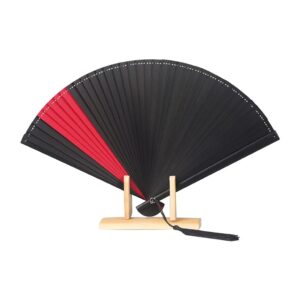 fkjlun handmade folding fan bamboo hand fan handmade oriental vintage style hand held folding fans bamboo fan craft fan dance fan handheld fan (color : black)