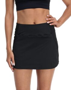 lrd women's athletic skorts skirt with pockets golf skort for tennis running black - xl