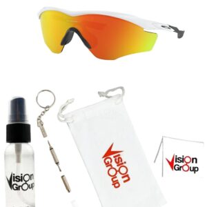 Oakley OO9343 M2 Frame XL Sunglasses + Vision Group Accessories Bundle (Polished White/Fire Iridium (934305))