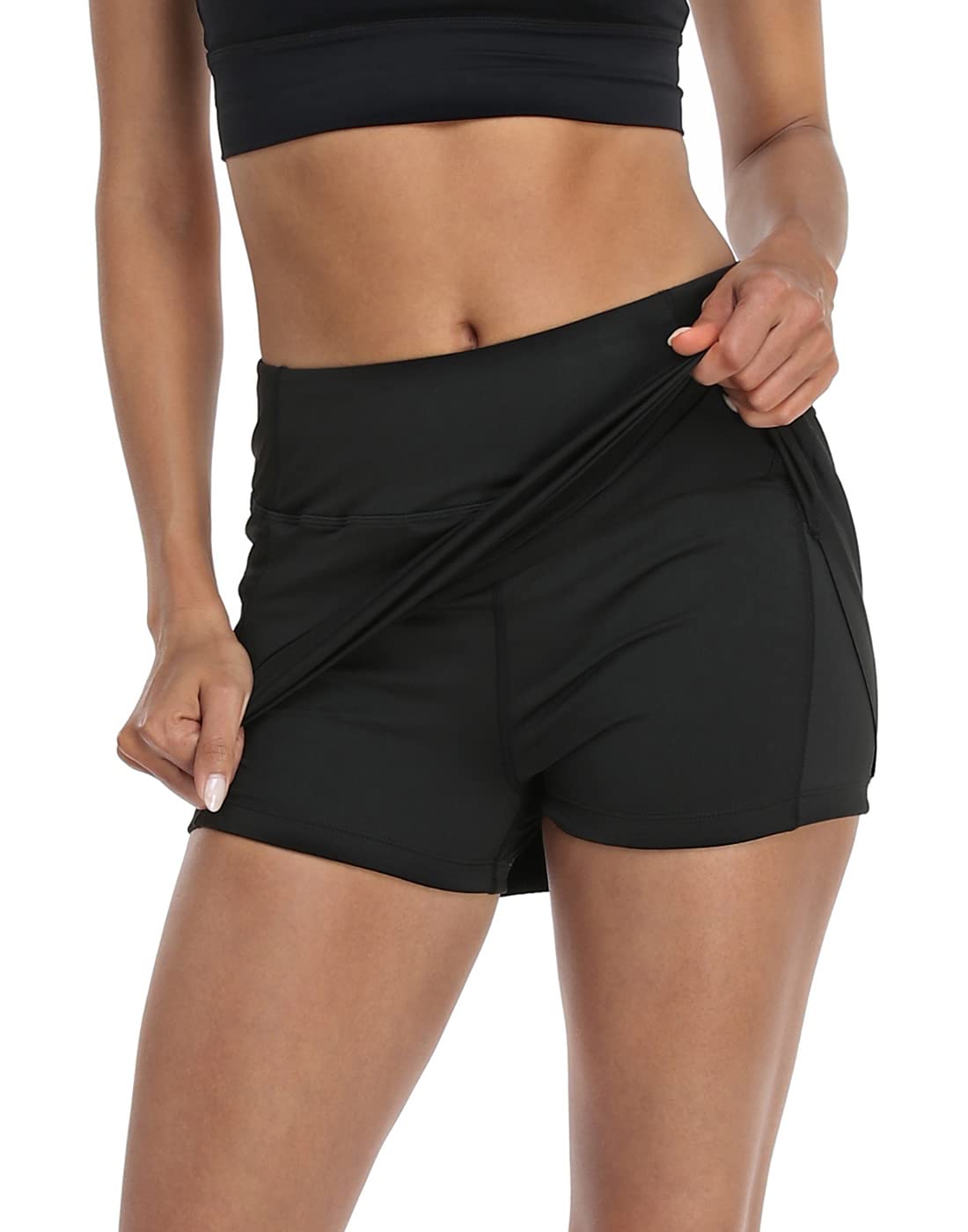 LRD Women's Athletic Skorts Skirt with Pockets Golf Skort for Tennis Running Black - XL