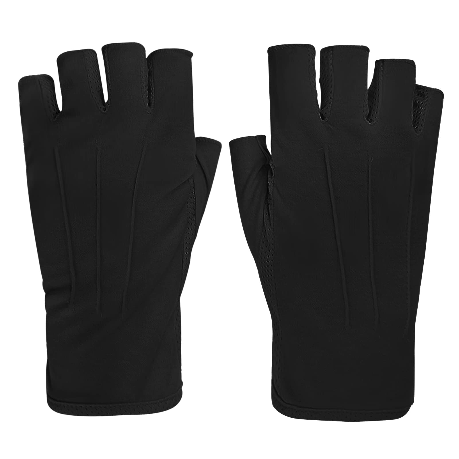 Summer Driving Gloves Cycling Half Finger Mittens for Men Women Sun Protection Gloves Touch Screen Quick Dry Outdoor Mitts, Black, One Size