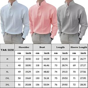 Gentleman's Simple Basic Stand-Up Collar Long-Sleeved Polo Shirt, Long Sleeve Polo Shirts for Men Regular Fit (Dark Blue,XL)