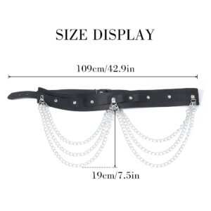 Sinalty Punk Harness Waist Chain Leather Belt Chains Black Layered Body Chain Party Body Jewelry Accessories for Women and Girls (1)