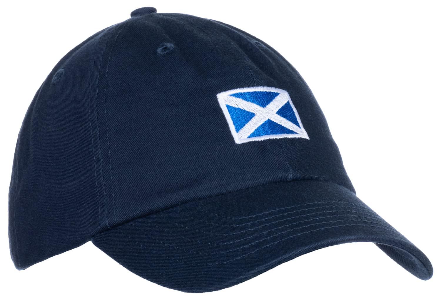 Ann Arbor T-shirt Co. Scottish Flag Hat - Country of Scotland Pride, Scots Low Profile Baseball Dad Hat for Men Women - (Navy Blue)