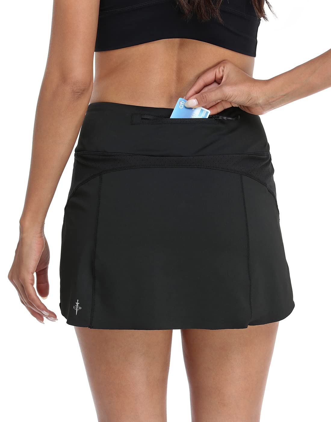 LRD Women's Athletic Skorts Skirt with Pockets Golf Skort for Tennis Running Black - XL