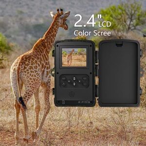 Trail Cameras with Night Vision Motion Activated Waterproof, Game Camera 32MP 1296P, Hunting Camera with 0.1S Trigger Speed, 120°Wide Angle Deer Camera with No Glow Infrared LEDs for Outdoor Wildlife