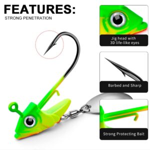 DAMIDEL 30Pcs/Box Jig Heads Swimbait Fishing Hooks add Classic Lures Baits kit, 3D Eyes/Spinner Blades, 25 Pcs Bodies- 5 Pcs Jigs Heads