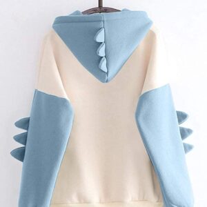 YUUOKPO Dinosaur Hoodie Kawaii Pullover Cute Hooded Sweatshirt For Teengirls Womens Blue Large