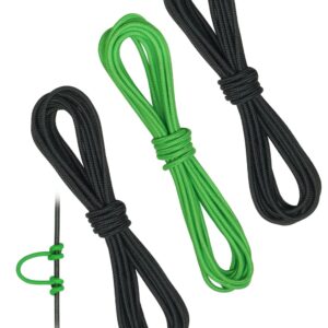 THREE ARCHERS Archery D Loop Rope for Compound Bow D Ring Buckle Release Nocking Loop Material（Pack 3） Bowstring Serving Thread D Loop Buckle (Black+Green)