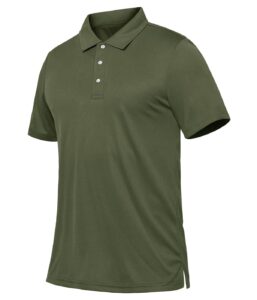 crysully men's combat loose fit polo shirt summer outdoor fishing collared shirt army green