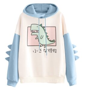 yuuokpo dinosaur hoodie kawaii pullover cute hooded sweatshirt for teengirls womens blue large