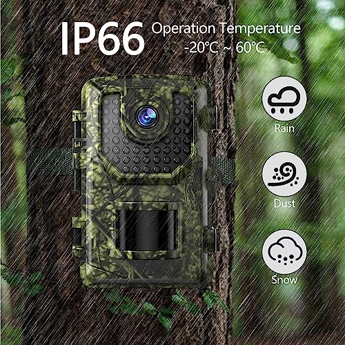 Trail Cameras with Night Vision Motion Activated Waterproof, Game Camera 32MP 1296P, Hunting Camera with 0.1S Trigger Speed, 120°Wide Angle Deer Camera with No Glow Infrared LEDs for Outdoor Wildlife