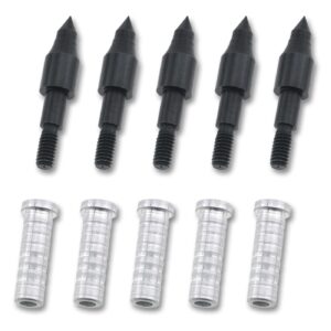 CHENJIN Field Point 10PCS Aluminum Inserts Bullet Field Points for Archery Arrow and Crossbow Bolts 5/16 Archery Practice Tips