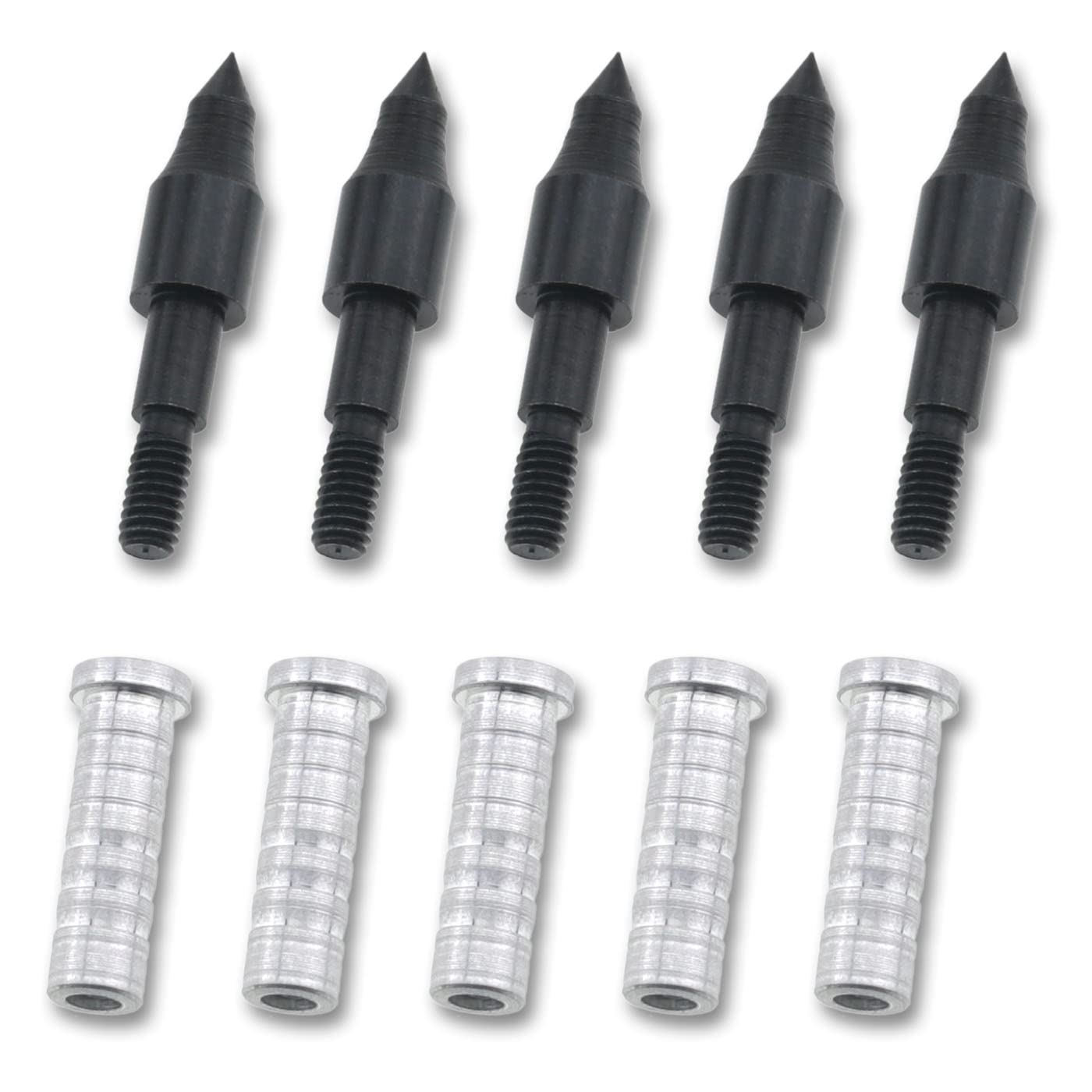 CHENJIN Field Point 10PCS Aluminum Inserts Bullet Field Points for Archery Arrow and Crossbow Bolts 5/16 Archery Practice Tips