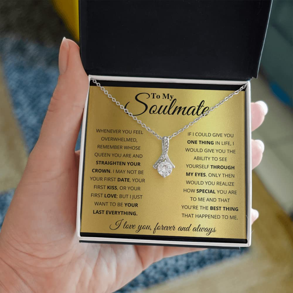 FG Family Gift Mall Gifts For Wife Romantic, Wife Birthday Gift Ideas, To My Smoking Hot Wife Necklace, Necklace For Wife From Husband, Message Card and Gift Box (Standard Box, Soulmate Gold Alluring)