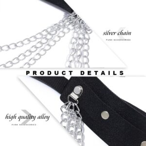 Sinalty Punk Harness Waist Chain Leather Belt Chains Black Layered Body Chain Party Body Jewelry Accessories for Women and Girls (1)