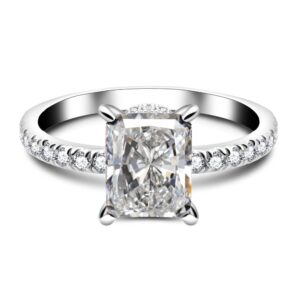 Jolics Radiant Cut 7x9mm 3ct Simulated Diamond White Gold Plated 925 Sterling Silver Engagement Ring size 5-10 (7)