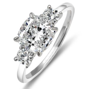 Jolics 8 * 8mm 2.5 CT Cushion Cut D Color VVS1 Moissanite Engagement Ring 925 Sterling Silver Eternity 4 Prong Setting size 5-10 (Moissanite, 6.5)