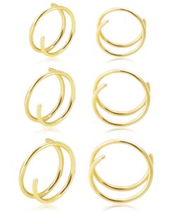 double hoop earrings for single piercing, 3 pairs 316l surgical steel spiral twist illusion lobe cartilage helix hoop earring double hoop earrings for one hole