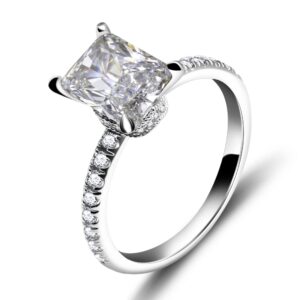 Jolics Radiant Cut 7x9mm 3ct Simulated Diamond White Gold Plated 925 Sterling Silver Engagement Ring size 5-10 (7)