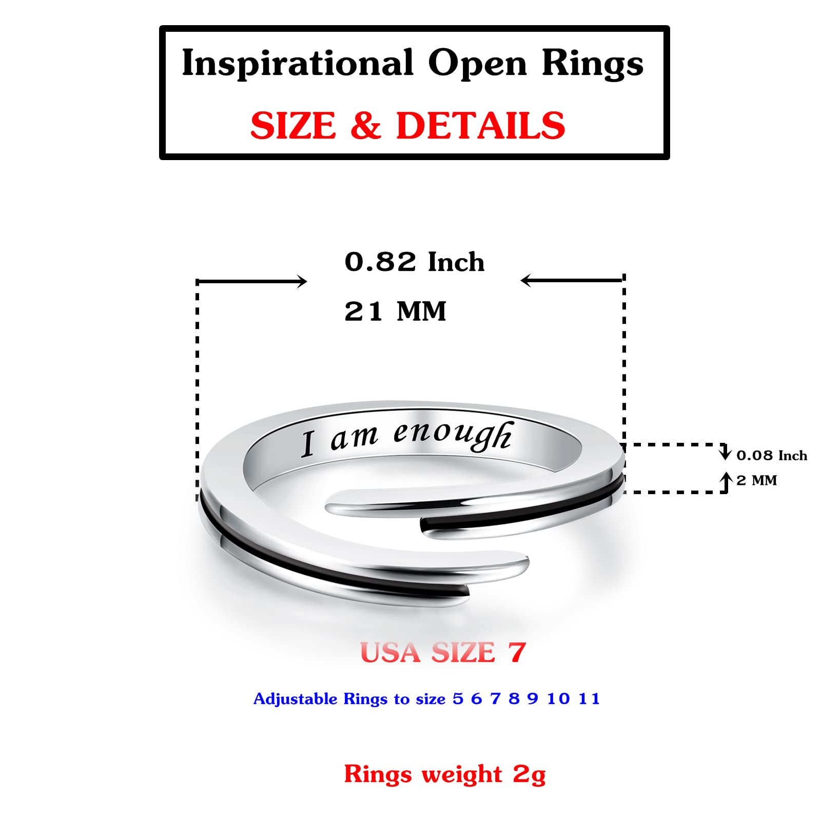 QYYGYLLR Women's Inspirational Open Rings