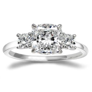 Jolics 8 * 8mm 2.5 CT Cushion Cut D Color VVS1 Moissanite Engagement Ring 925 Sterling Silver Eternity 4 Prong Setting size 5-10 (Moissanite, 6.5)