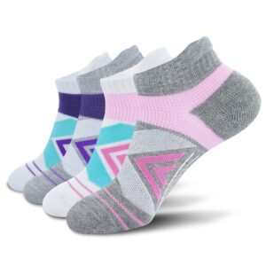 KC-TAHO Compression Ankle Socks For Women (4 Pairs) Cushioned Arch Support Athletic Socks for Running, Golf & Sports