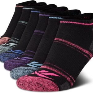 Reebok Women's Low Cut Socks - 6 Pack Soft Cushioned Athletic No Show Socks - Breathable Sports Socks for Women (Size: 4-10), Size 4-10, Stripe Pink/Black