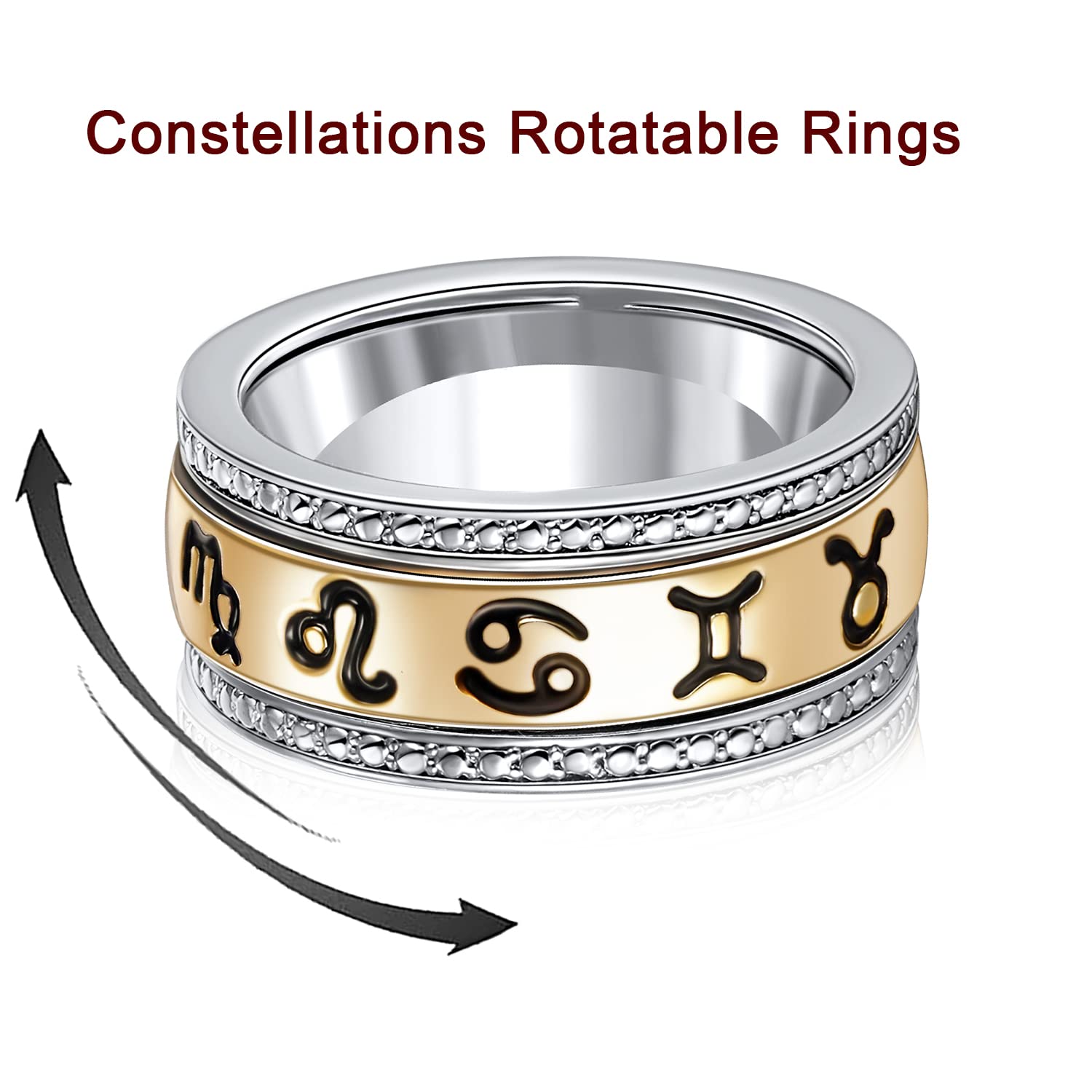 OPOMOMO Spinner Ring for Women Anxiety Relief 18K Rose Gold Plated Constellations Rotatable Band Fidget Rings Men (10)