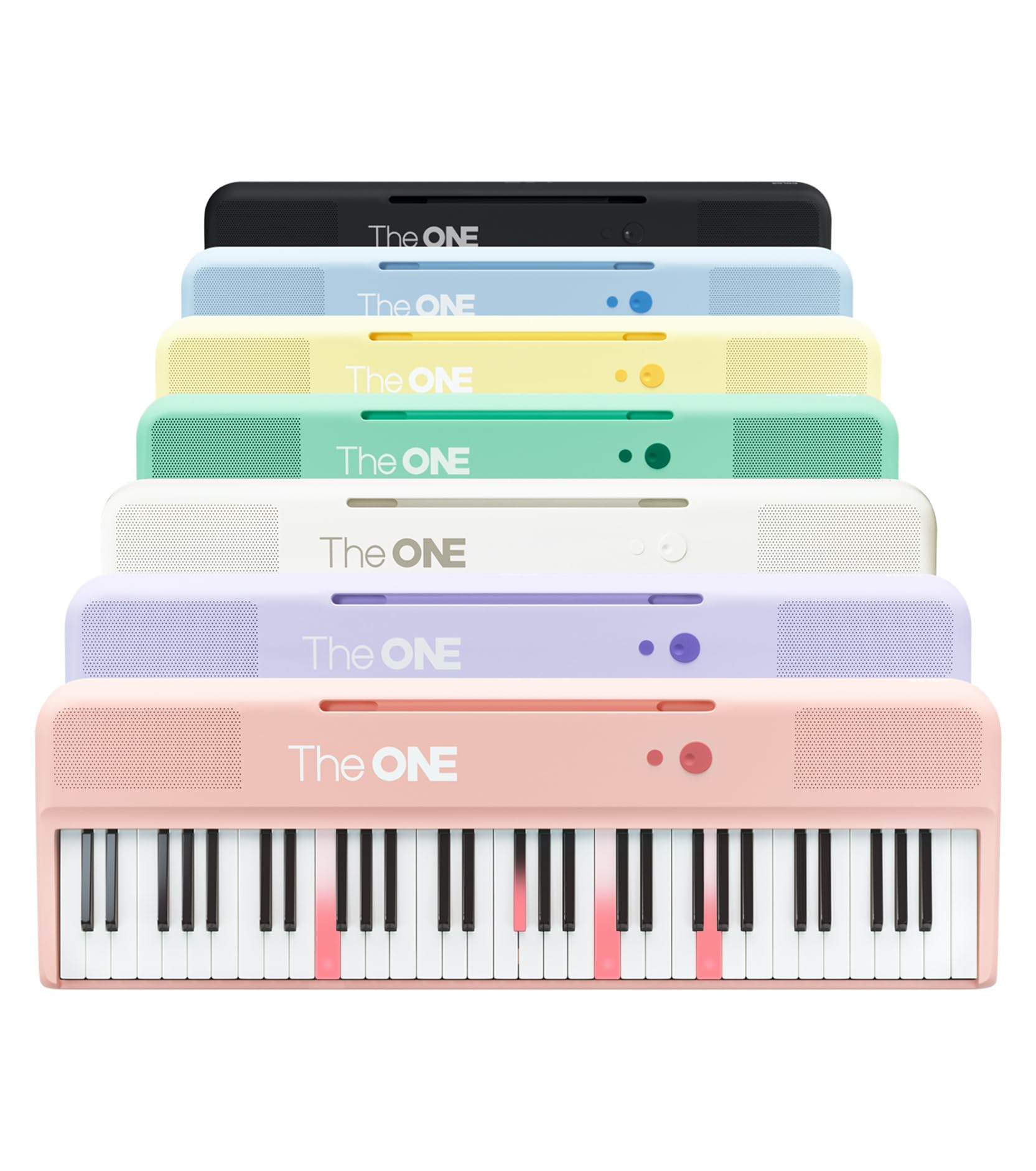 The ONE Smart Keyboard COLOR 61 Lighted Keys Piano Keyboard, Digital Piano for Beginners with 256 Tones, 64 Polyphony, Built-in LED Lights and Free Apps (Pink)