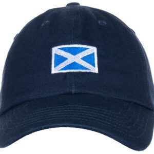 Ann Arbor T-shirt Co. Scottish Flag Hat - Country of Scotland Pride, Scots Low Profile Baseball Dad Hat for Men Women - (Navy Blue)