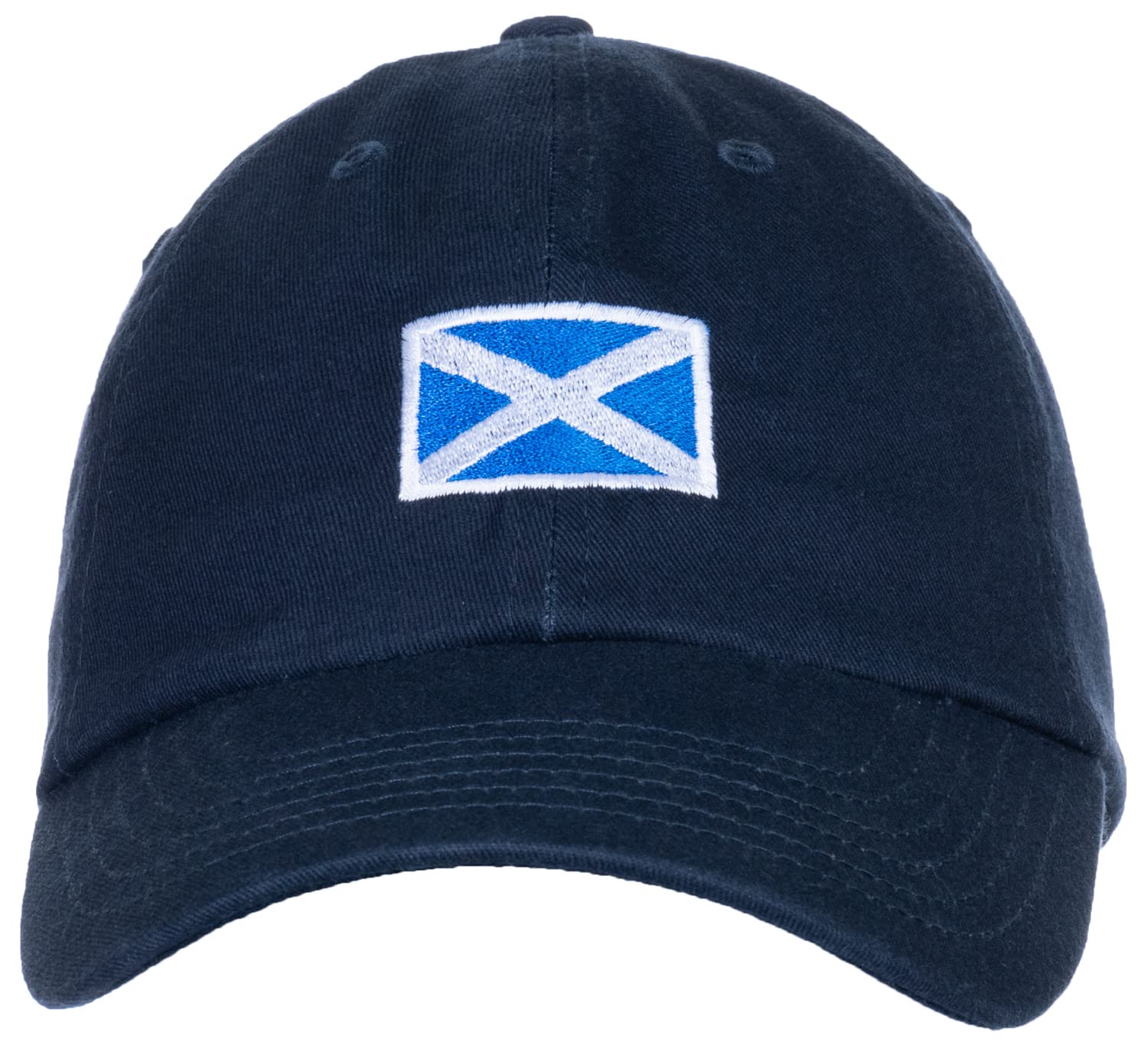 Ann Arbor T-shirt Co. Scottish Flag Hat - Country of Scotland Pride, Scots Low Profile Baseball Dad Hat for Men Women - (Navy Blue)