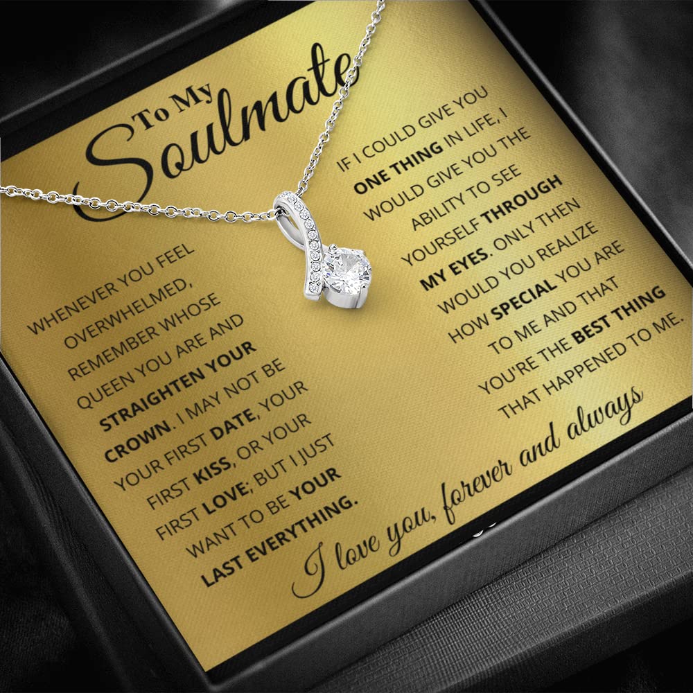 FG Family Gift Mall Gifts For Wife Romantic, Wife Birthday Gift Ideas, To My Smoking Hot Wife Necklace, Necklace For Wife From Husband, Message Card and Gift Box (Standard Box, Soulmate Gold Alluring)