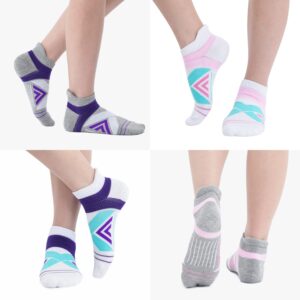 KC-TAHO Compression Ankle Socks For Women (4 Pairs) Cushioned Arch Support Athletic Socks for Running, Golf & Sports