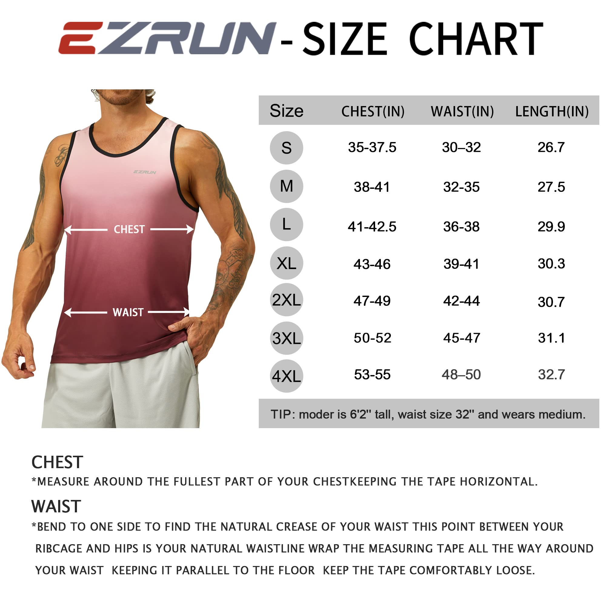 EZRUN Men's Quick Dry Workout Tank Top Swim Beach Shirts for Gym Athletic Running Muscle Sleeveless Shirts(PinkGradient,XL)