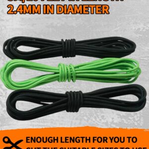 THREE ARCHERS Archery D Loop Rope for Compound Bow D Ring Buckle Release Nocking Loop Material（Pack 3） Bowstring Serving Thread D Loop Buckle (Black+Green)